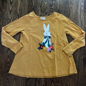Hanna Andersson Gold with Bunny & Stictched Flowers Long Sleeve Tunic
